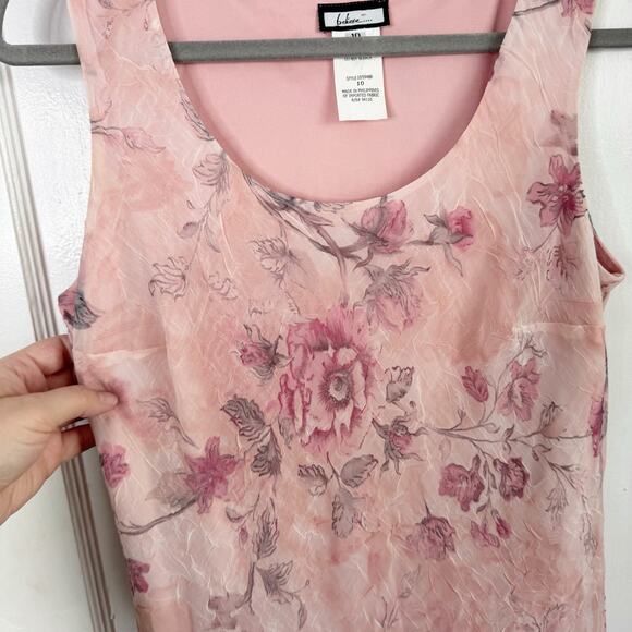 VTG Believe Ballet Pink Floral Fairy Garden Ruffle Midi Dress Romantic Size 10 - Picture 7 of 15
